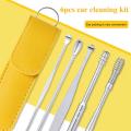 6 Pcs/Set Ear Cleaner Wax Vac Removal Stainless Steel Ear Wax Pickers Ear Cleaning Tool Spoon Earwax Remover Beauty Health Earpick.