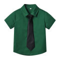 Boy's shirt thin cotton children's Korean version of the new spring and summer trendy with tie baby white foreign style college style boys' lining. 