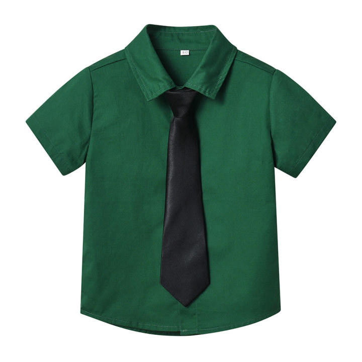 Boy's%20shirt%20thin%20cotton%20children's%20Korean%20version%20of%20the%20new%20spring%20and%20summer%20trendy%20with%20tie%20baby%20white%20foreign%20style%20college%20style%20boys'%20lining%20-%20Image%203