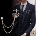 Naval Rudder Anchor Chain Brooch Men's Lapel Pin Metal Brooch Fashion Accessories.