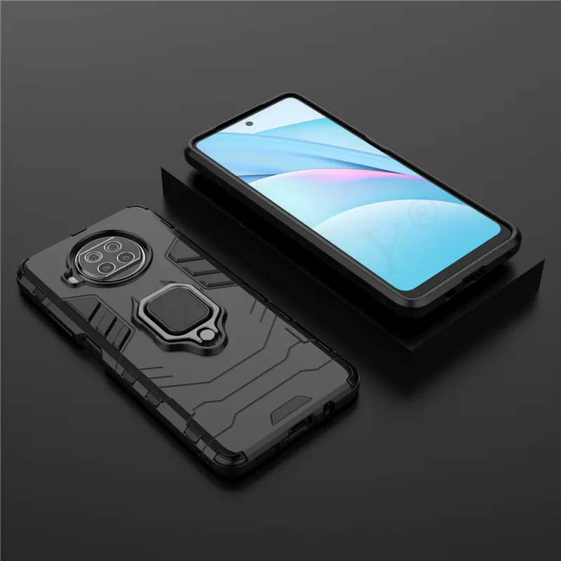 Custodia HAOYE Per Xiaomi Mi 10 Lite 5G - Morbida, Antishock Con Anello Porta E Supporto Magnetico (Grigio)