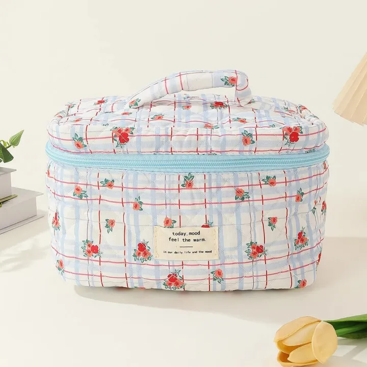 Women%20Floral%20Cosmetic%20Bag%20Printed%20Cotton%20Aesthetic%20Toiletry%20Purse%20Large%20Capacity%20Zipper%20Closure%20Girls%20Daily%20Handbag%20-%20Image%203