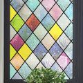 Decals Frosted Stained Glass Window Sticker Vintage Translucent Stained Glass Window Film Anti UV PVC Rainbow Glass Decals Stickers Bedroom. 