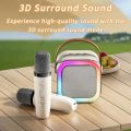 Wireless Microphone Karaoke Portable Bluetooth Speaker RGB Colorful Lights HIFI Outdoor Surround Subwoofer for Party Kids Gift. 