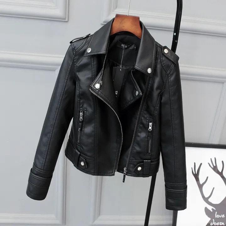 Korean%20Version%20of%20Slim%20PU%20Leather%20Jacket%20Women's%202023%20Spring%20/%20Autumn%20Winter%20New%20Motorcycle%20Leather%20Short%20Coat%20-%20Image%202