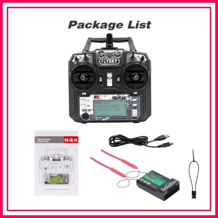 FS-i6X 2.4GHz 10CH Remote Control Transmitter with Receiver for RC Toys and Drones - New