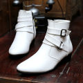 Luxury Leather Chelsea Boots Men Designer White Dress Boots Men Casual High top Buckle Strap Formal Shoes Men Motorcycle Boots.