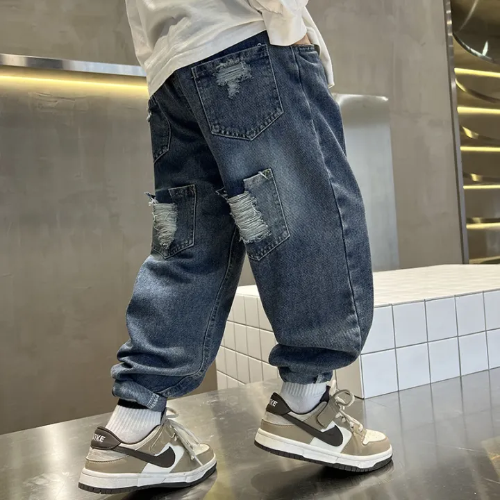 2024%20Autumn%20New%20Boy%20Pants%202%204%206%208%2010%20Yrs%20Jeans%20Loose%20Casual%20Back%20Patch%20Denim%20trousers%20Teenage%20School%20Boy%20Spring%20Children's%20Pants%20-%20Image%202