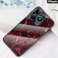 For Realme Note 50 Phone Case Hard Tempered Glass Protector Casing HP for Realme Note 50 Glass Back Phone Cover Tempered Glass Marble Emerald Protect Case Soft Bumper Cover. 