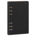 A5 Notebook 6 Holes PU Leather Cover Notebook Loose Pocket Leather Refillable Notebook Binder Rings Journal (Black). 