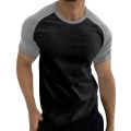 Mens Summer T-shirts Casual Sport Color Block Raglan Sleeves O-neck Skinny T Shirt Stitching Bodybuilding Baseball Male Top Tees.