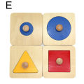 Montessori Wood Knob Puzzle Peg Board Geometric Shape Match Baby Educational Toy. 