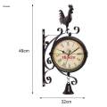 Double Sided Wall Clock, Outdoor Garden Clock Train Station Clock Vintage Wall Mounted Clock-. 