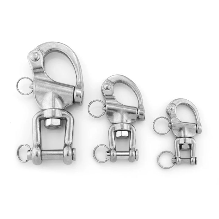 1pc Stainless Steel 316 Swivel Snap Shackle Ring Rotary Spring Hook 70MM/87MM/128MM Marine Boat Heavy Duty Rigging Clevis Pin