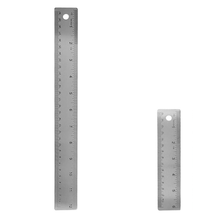 Metal Inches Ruler With Rounded End Stainless Steel Cork Back Metal Ruler, 6 Inch 12 Inch Straight Edge ...