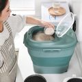 Food Container Box Dry Pet Food Storage Feeder Bag Moisture Proof Seal Airtight With Measuring Cup Kitten Litter Product - Green. 