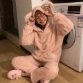 Winter Pajama Sets Women Solid Flannel Soft Sweet Students Lovely Hooded Two-pieces Thicken Plush Cute Couple Sleepwear Fashion. 