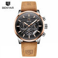 BENYAR Binya 2021 Trendy Gentleman Style Fan Calendar Six-Pin Small Dial Men's Quartz Watch BY-5104. 