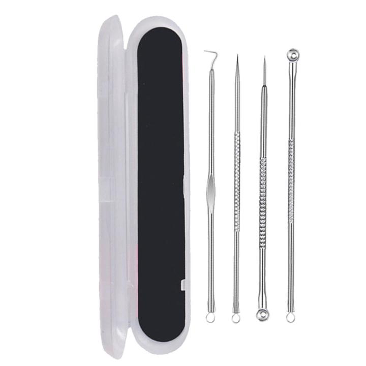 4pcs Stainless Steel Acne Removal Needle Blackhead Pore Cleaner Needles Pimple Spot Extractor Cleanser Beauty Tools