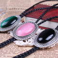 Agate Time Gem bolo tie retro shirt chain bolo collar rope leather necklace tie KEEMEEUYZO. 