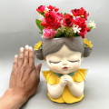 Silicone Mold Flower Fairy Prayer Flower Pot Resin Yellow. 