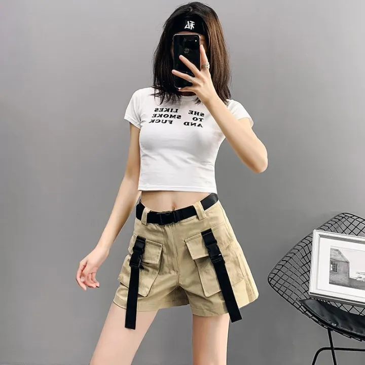 Cargo%20Shorts%20Women%20Pockets%20High%20Waist%20Summer%20Korean%20Style%20Students%20Thin%20Loose%20All-match%20Casual%20Wide%20Leg%20Harajuku%20Clothing%20Design%20-%20Image%204