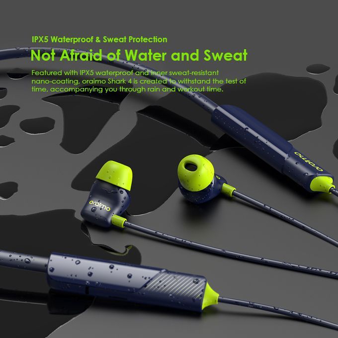 Neck Band High Quality OEB-E30D Shark 4 - Dual EQ - 20-hr Playtime - IPX5 Waterproof - Neckband Wireless Earphone