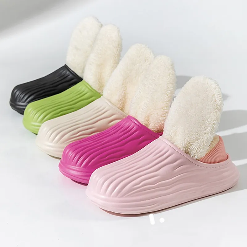 Women Men Slippers Eva Waterproof Winter Warm Cozy Bedroom Slip On