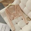 Lace Ruffle Shirt Y2Y Korean Summer Cardigan Sunscreen Women Casual Fashion Long Sleeves Short Shirts Sun Protection Clothing. 