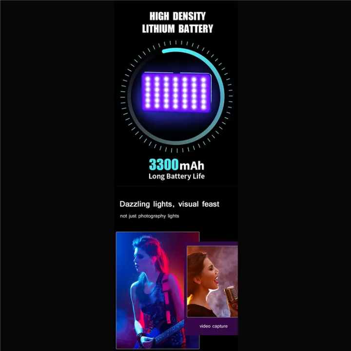 2500K-9000K%20LED%20RGB%20Camera%20Light%20Color%20Output%20Video%20Light%20Kit%20Dimmable%20Panel%20Light%20Rechargeable%20LED%20Light%20Black%20Easy%20Install%20Easy%20to%20Use%20-%20Image%208