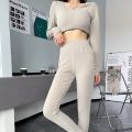 Thermal underwear ladies suit, wool silk thickened round neck cation autumn coat autumn pants base integrated winter pajamas. 