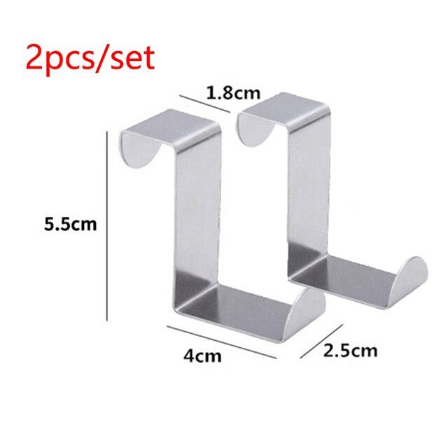 2Pcs/Set Stainless Steel Door Hooks Kitchen Cabinet Door Hanger For Towel Coat Clothes Bathroom Organizer Z Shape Hooks Rack
