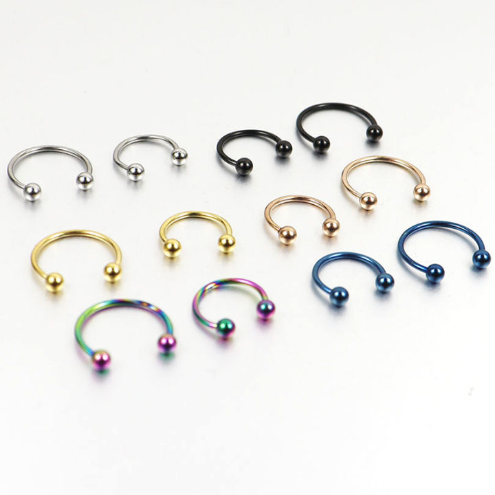 2pcs 0.8mm 1.2mm 20G 16G Ball Circulars Horseshoes Ear Ball Horseshoe Nose Ring Piercing Body Jewelry