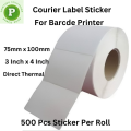 Courier Label Sticker, Shipping Label Sticker 1 Roll, 75mm x 100mm, (3 Inch X 4 Inch), DT,500 PCS Per Roll. 