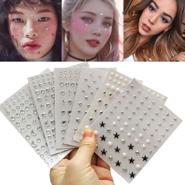 Makeup Crystal Pearls Eyes Face Festival DIY Body Crystal Adhesive Nail Art Decoration Acrylic Eyeshadow Sticker 1Pcs