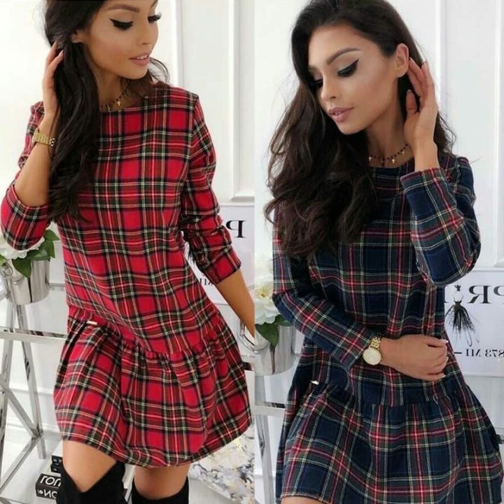 princess polly baby blue dress New Casual Wear Plaid A-line Midi Dresses /Winter Checked Shirt Dress 2025