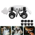 rtable 10X/15X/20X/25X Head Wearing Magnifier Double Eye Magnifying Glasses with LED Light,Jewelry Appraisal Watch Repair Tool.
