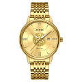 JUNYU fully automatic movement trend luminous waterproof men's watch stainless steel strap butterfly buckle men's watch business.