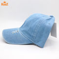 Sky Blue Denim Ripped Visor Cap For Men.