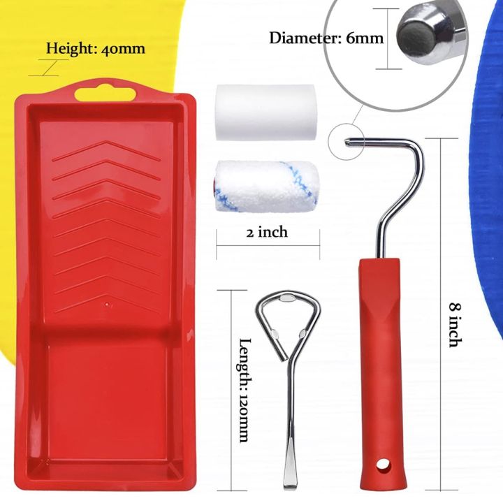 16Pcs%202%20Inch%20Small%20Paint%20Roller%20with%202%20Paint%20Trays,%20Roller%20Brush%20-%20Image%203
