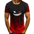 Men's Devil Smiling Face Printed Short Sleeved T-shirt, Casual Top, Summer Street Clothing, Fashion. 