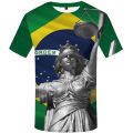 Fashion Summer Brazilian Flag 3d Printed Men's T-shirt Short Sleeve Top Football Quick Drying Quality Round Neck Boutique Shirt. 