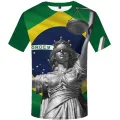 Fashion Summer Brazilian Flag 3d Printed Men's T-shirt Short Sleeve Top Football Quick Drying Quality Round Neck Boutique Shirt. 