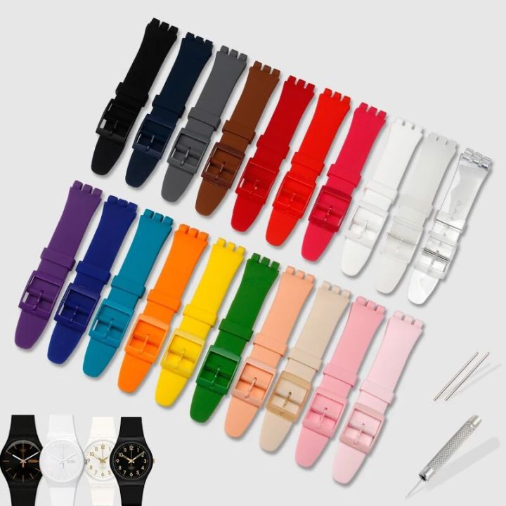 12mm 16mm 17mm 19mm 20mm Soft Silicone Bracelet for Swatch Colorful Transparent Watchband Watch Strap Replacement with Tool