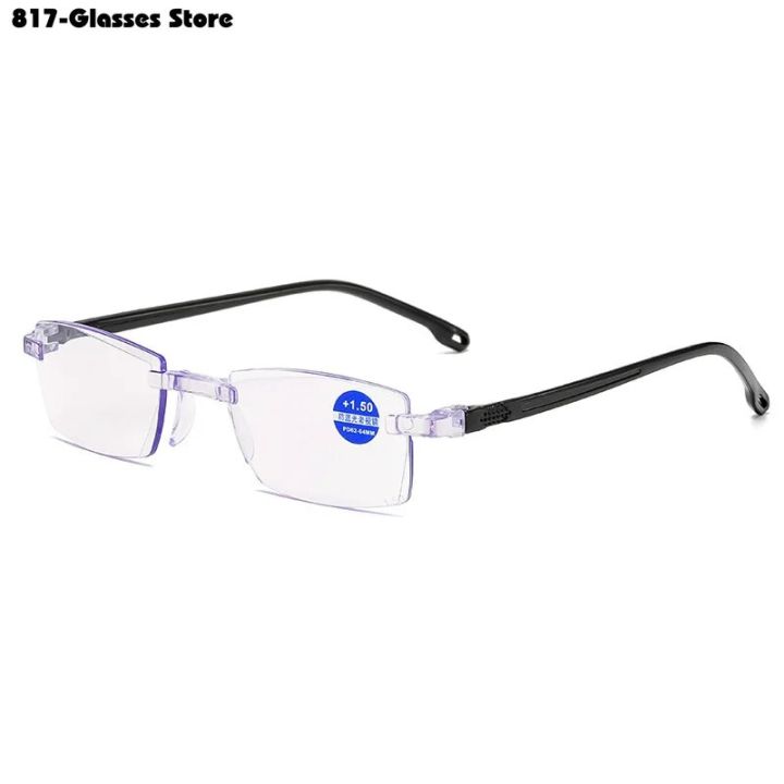 Luxury%20Diamond%20Cut%20Reading%20Glasses%20Men%20Rimless%20Anti%20Blue%20Light%20Eyeglasses%20Ladies%20Plus%20Prescription%20Eyewear%20Diopter%201.0%20To%20+4.0%20-%20Image%204