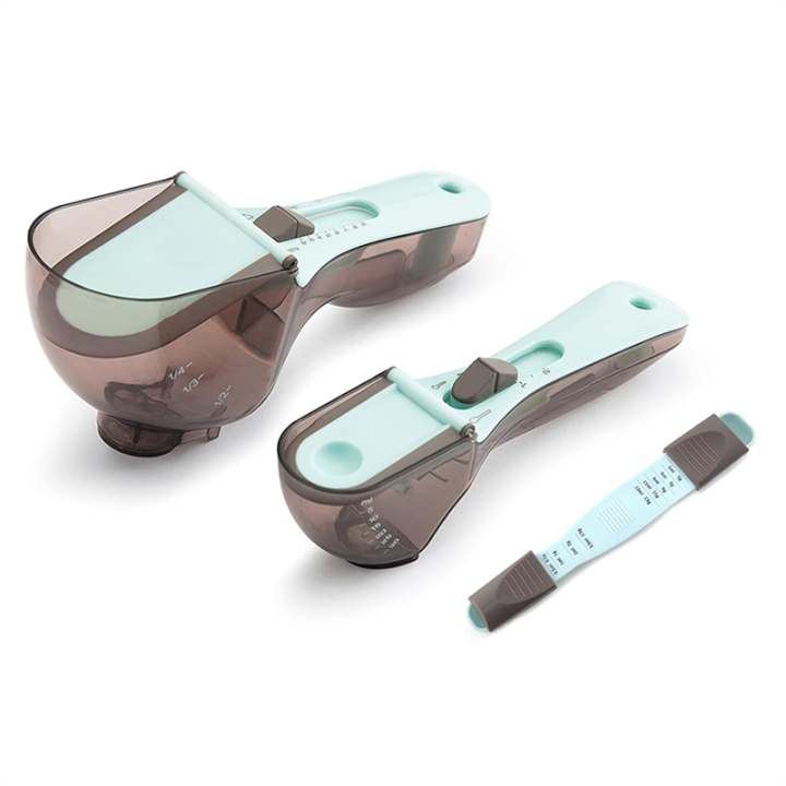 Adjustable Measuring Cup and Spoons Set Battery-Free Baking Magnetic Back Strap Kitchen Tools Graduated Measuring