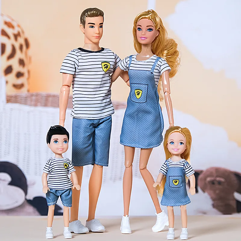 1/6 Barbi Doll Toy Family Doll Set of People Mom Dad Kids 30cm