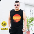 Plus-Sized plus Size Summer Loose SleevelessTT-shirt Men's Fashion Black Vest Undershirt Stretch Fat Man Thin Waistcoatt. 