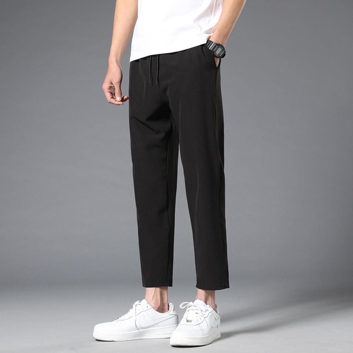 (New) ready tock Korean Fahion eluar men pant men thin traight ice pant quick drying breathable elear lack male Port pant jogging pant