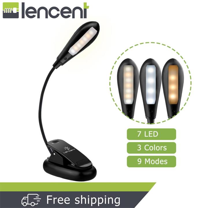LENCENT%207%20LED%20Book%20Light%203%20Colors%20and%209%20Brightness%20Modes%20(Warm%20&%20White%20LEDs)%20USB%20Rechargeable%20Clip%20Reading%20Light%20for%20Kids%20Clip%20on%20Lamp%20for%20Book%20Travel%20etc%20%5BUSB%20Cable%20Incl%5D%20-%20Image%202